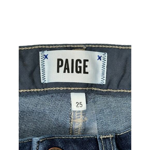 Paige Hoxton Crop Rollup Skinny Jean Mid Rise Blue Dark Wash Stretch Casual 25 - Picture 3 of 11